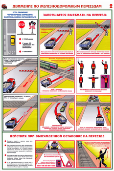 ПС49 Движение по железнодорожным переездам (ламинированная бумага, А2, 2 листа) - Плакаты - Автотранспорт - . Магазин Znakstend.ru