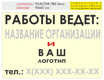 Информационный щит "работы ведет" (пластик, 90х60 см) t04 - Охрана труда на строительных площадках - Информационные щиты - . Магазин Znakstend.ru